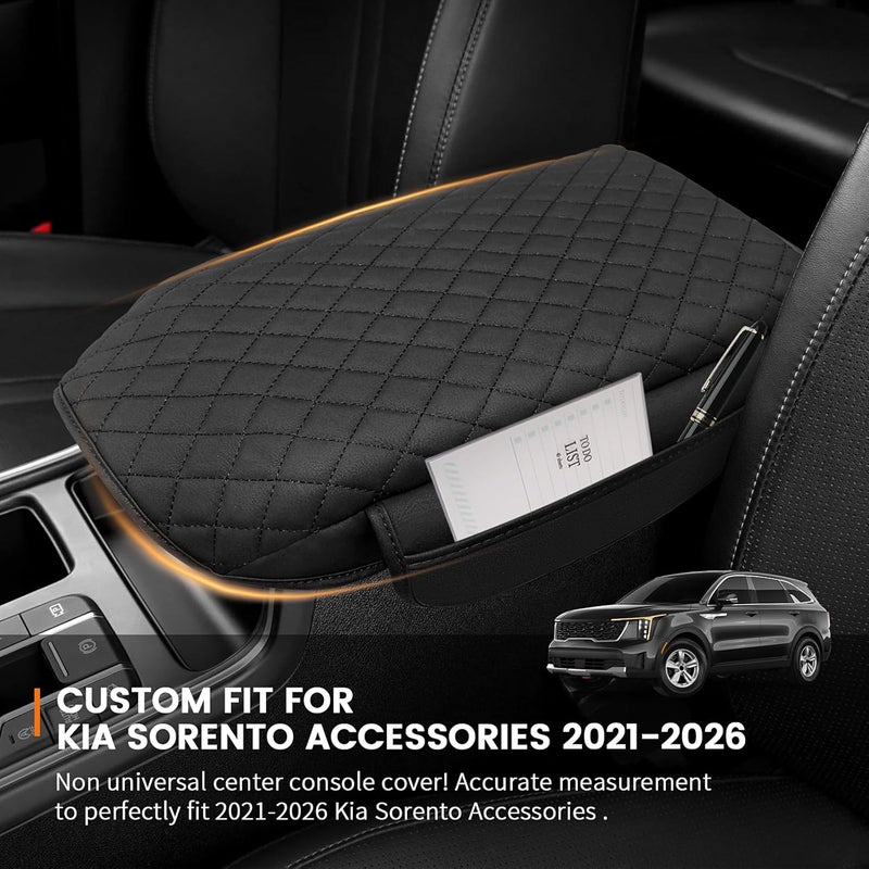 Rilsen Custom for Center Console Cover Kia Sorento 2026 2025 2024 2023 2022 2021 Armrest Cover Accessories PU Leather Armrest Seat Box Cover Protector with Pockets Storage Bag - Image 2